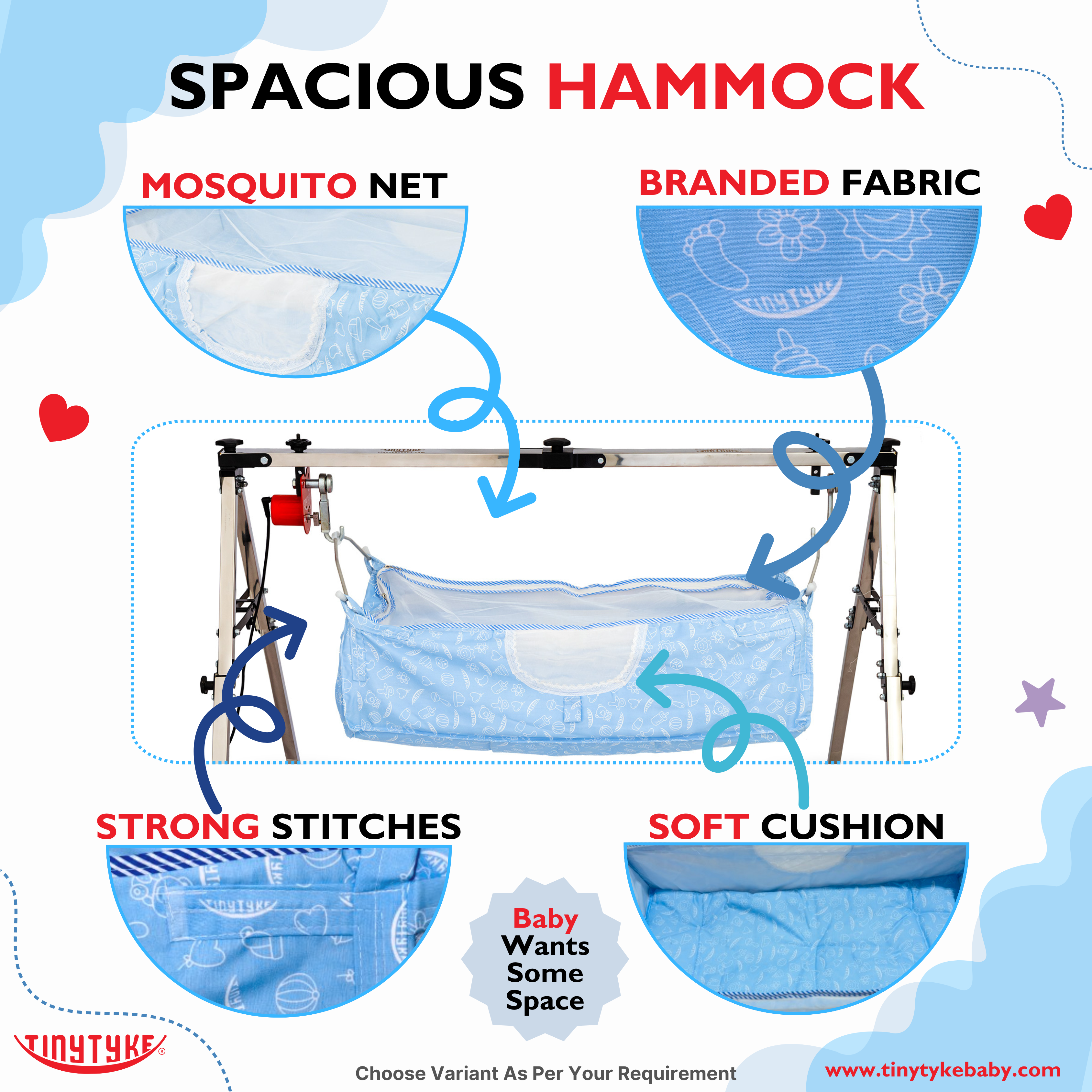 TinyTyke Fully Foldable Automatic Cradle - Square Pipe