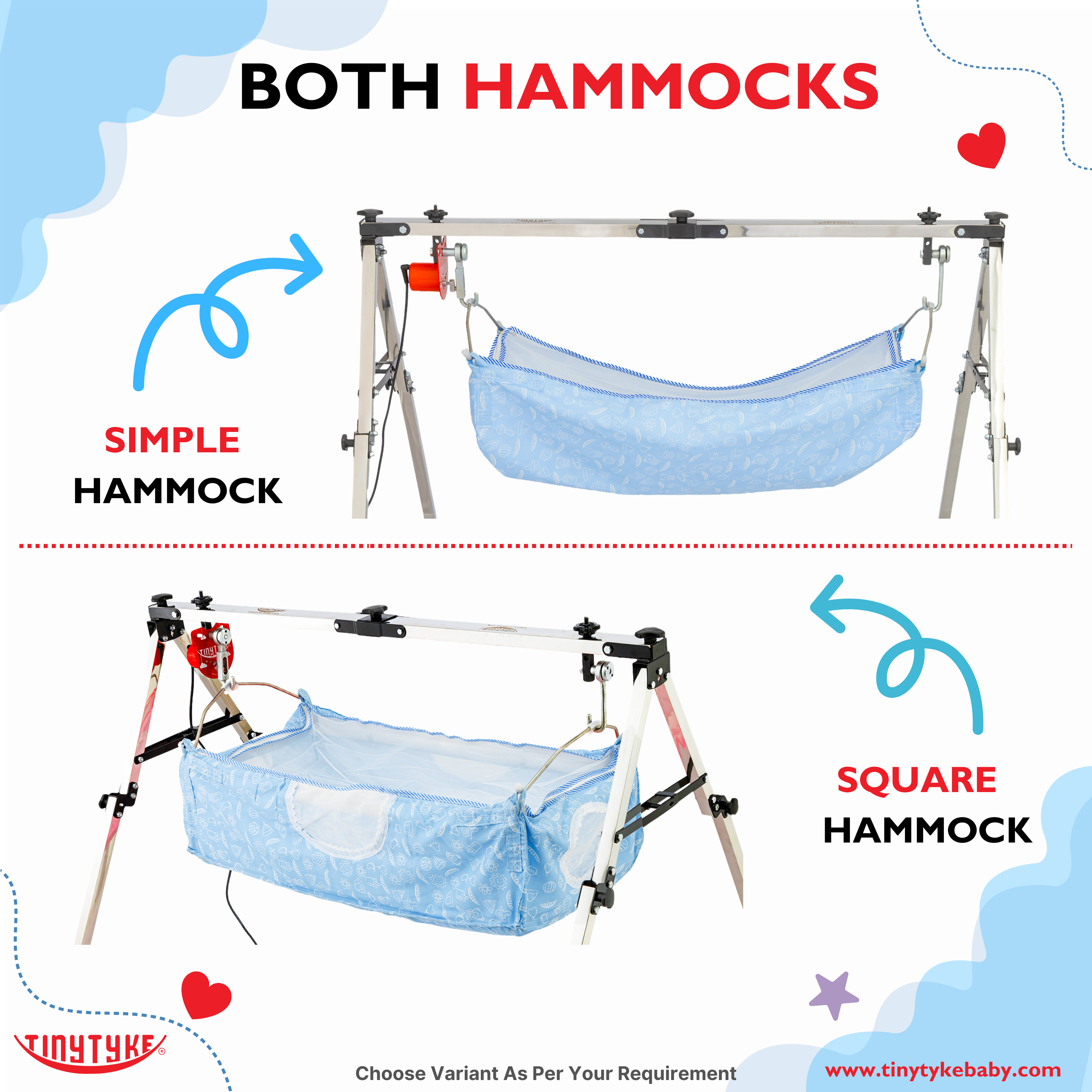 TinyTyke Fully Foldable Automatic Cradle - Square Pipe