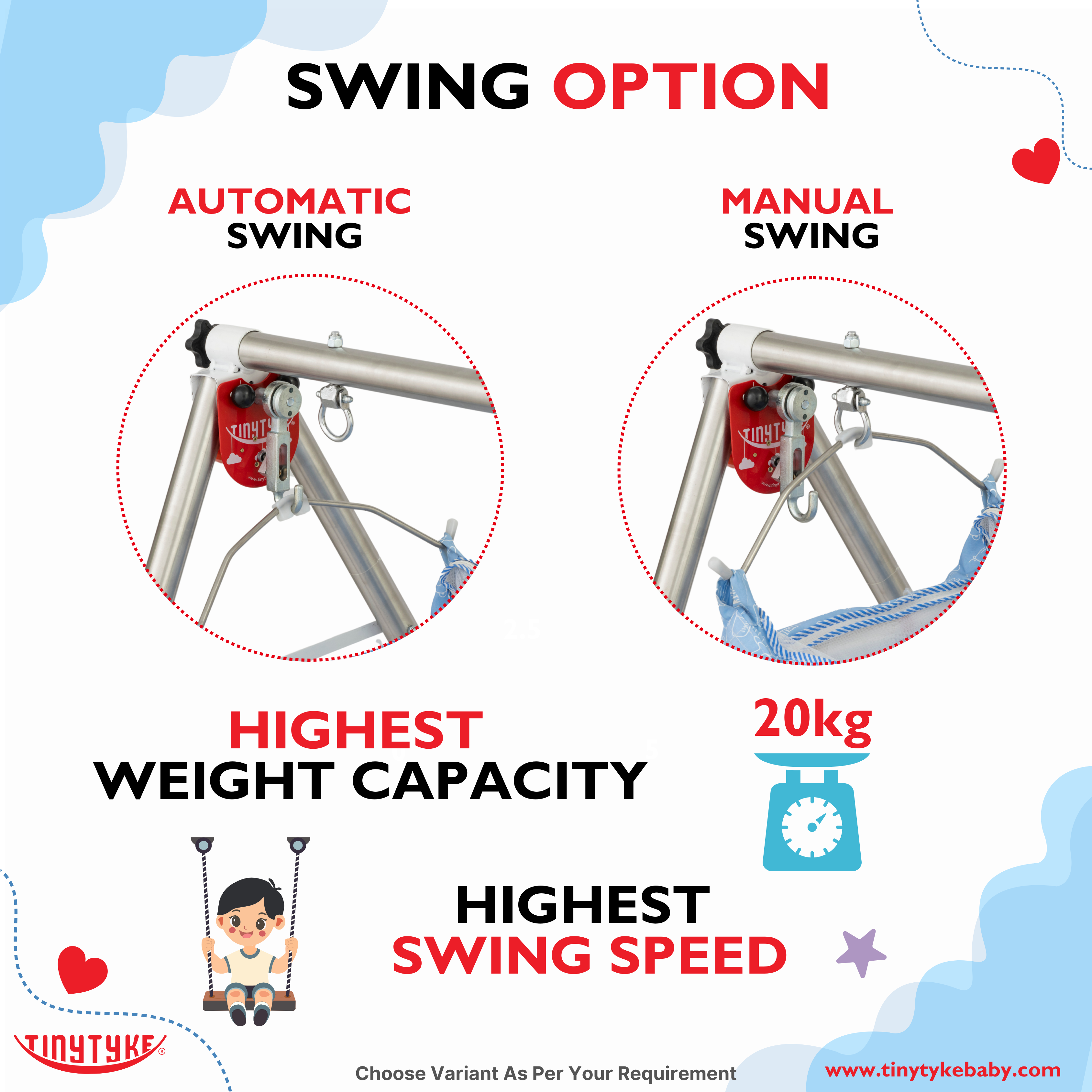 TinyTyke Fully Foldable Automatic Cradle - Round Pipe