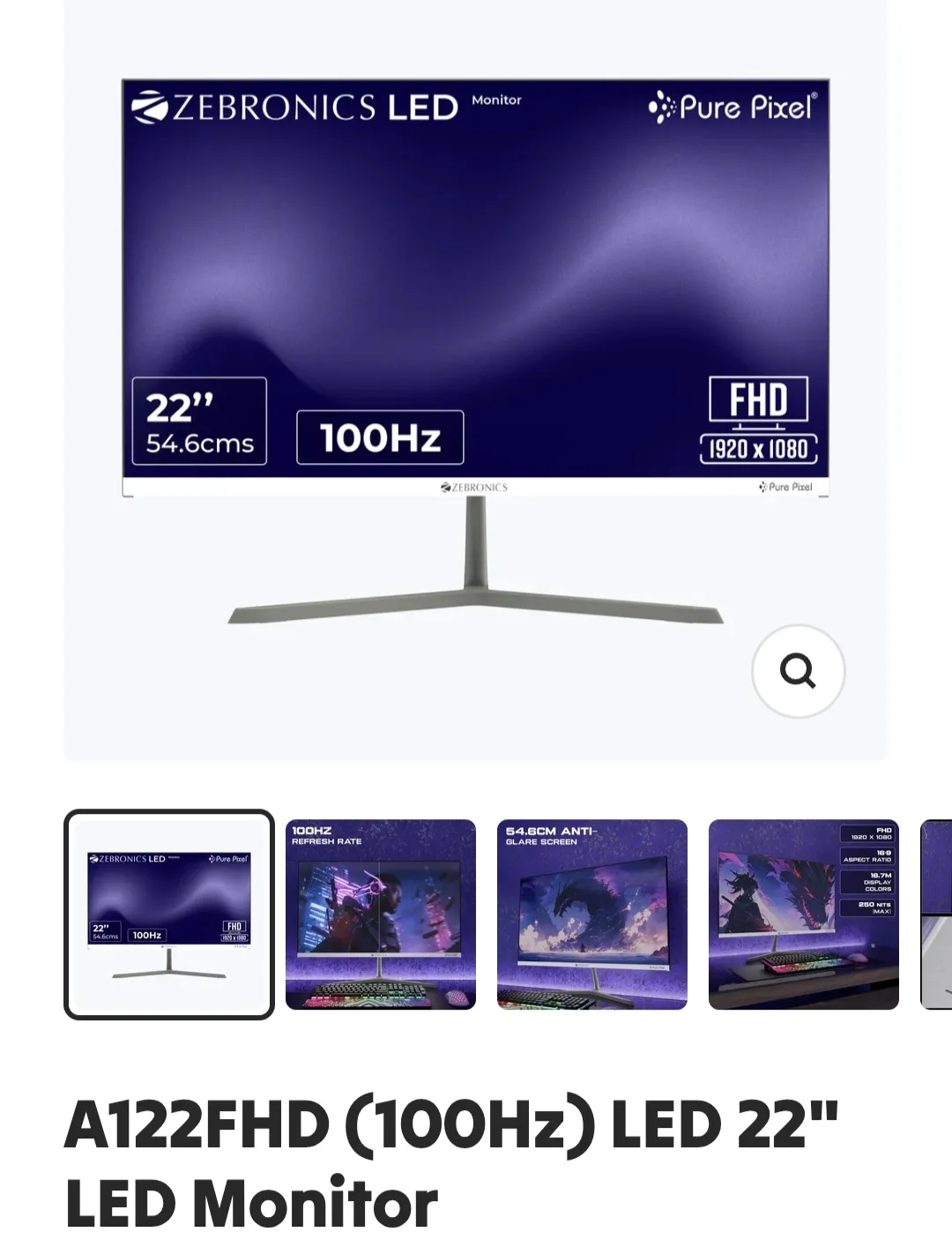 Zebronics 21.5'' borderless monitor